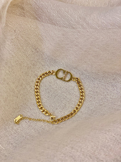 Gold Chain Bracelet Inspired By Christian Dior's Iconic Style