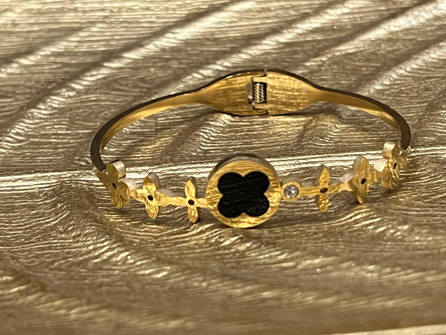 Stainless Steel  Bracelet with Black Clover