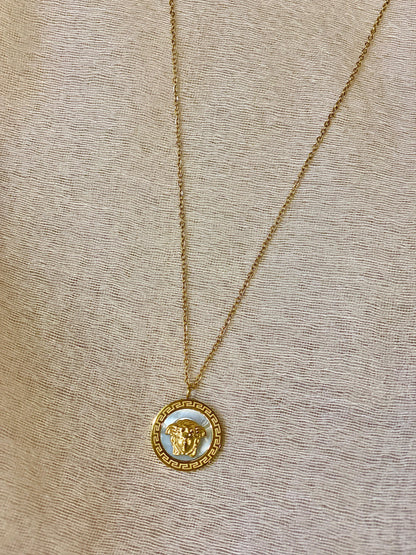Gold Chain Neckpiece With Versace-inspired Gold Dial centerpiece